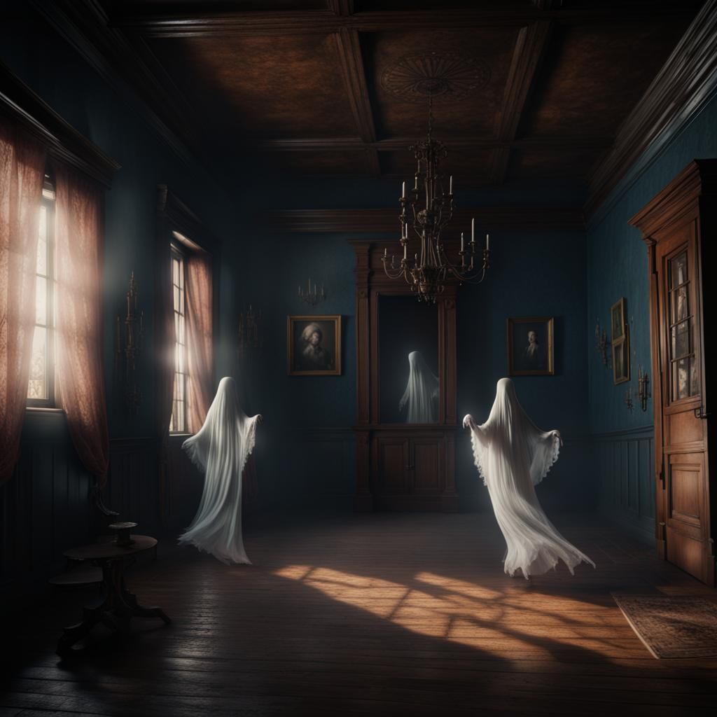 Creepy Ghosts Dancing in Colonial Home
