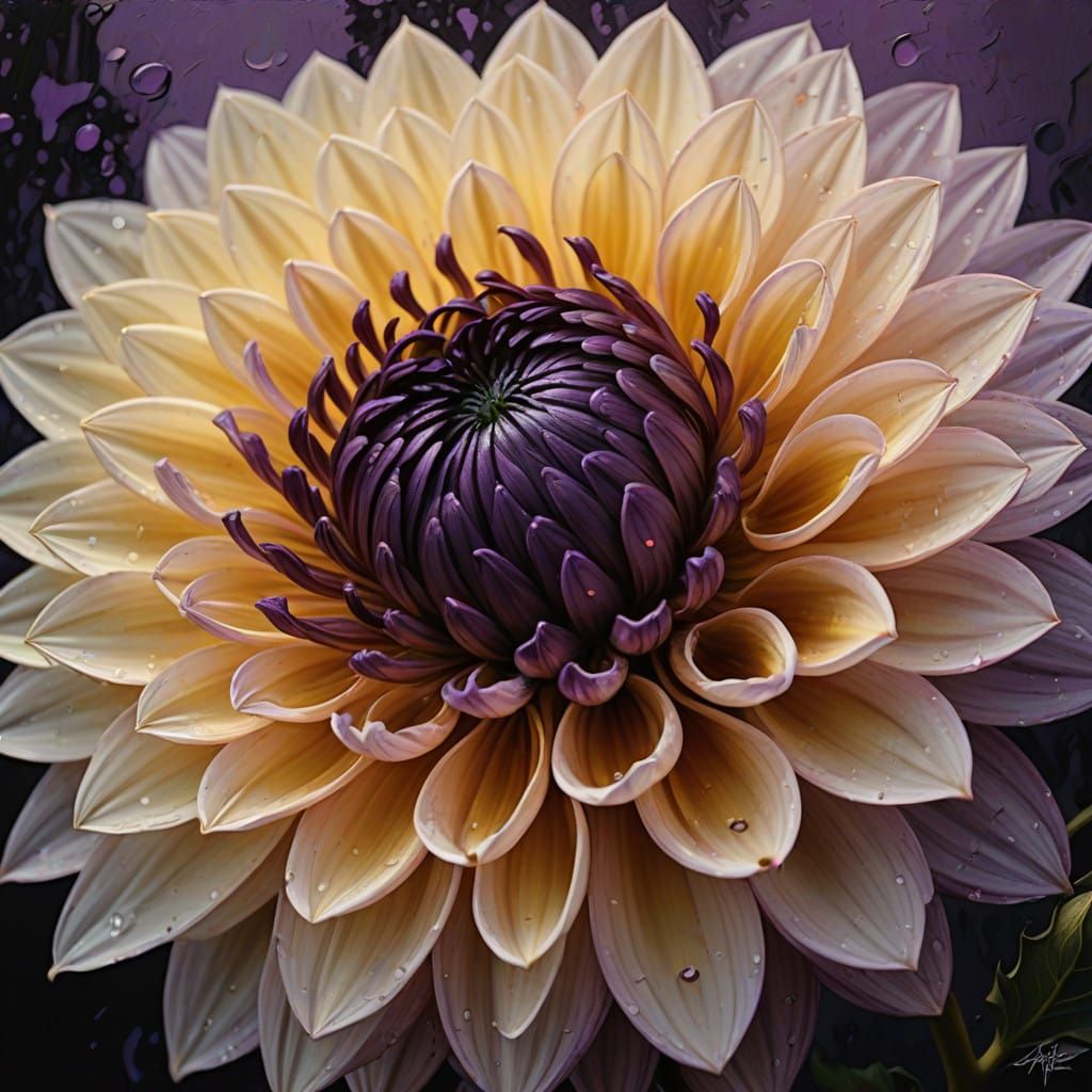 Golden Dahlia in Opulent Oil