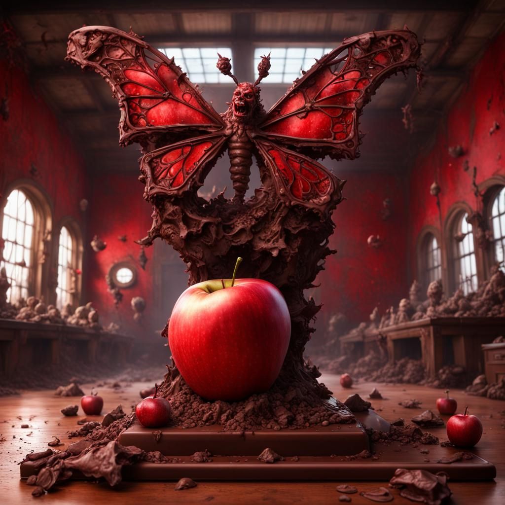 Chocolate Zombie Butterfly Kisses Chocolate Apple Sculpture