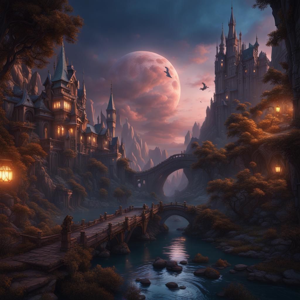 Fantastical Goodnight Scene in Detailed Matte Painting