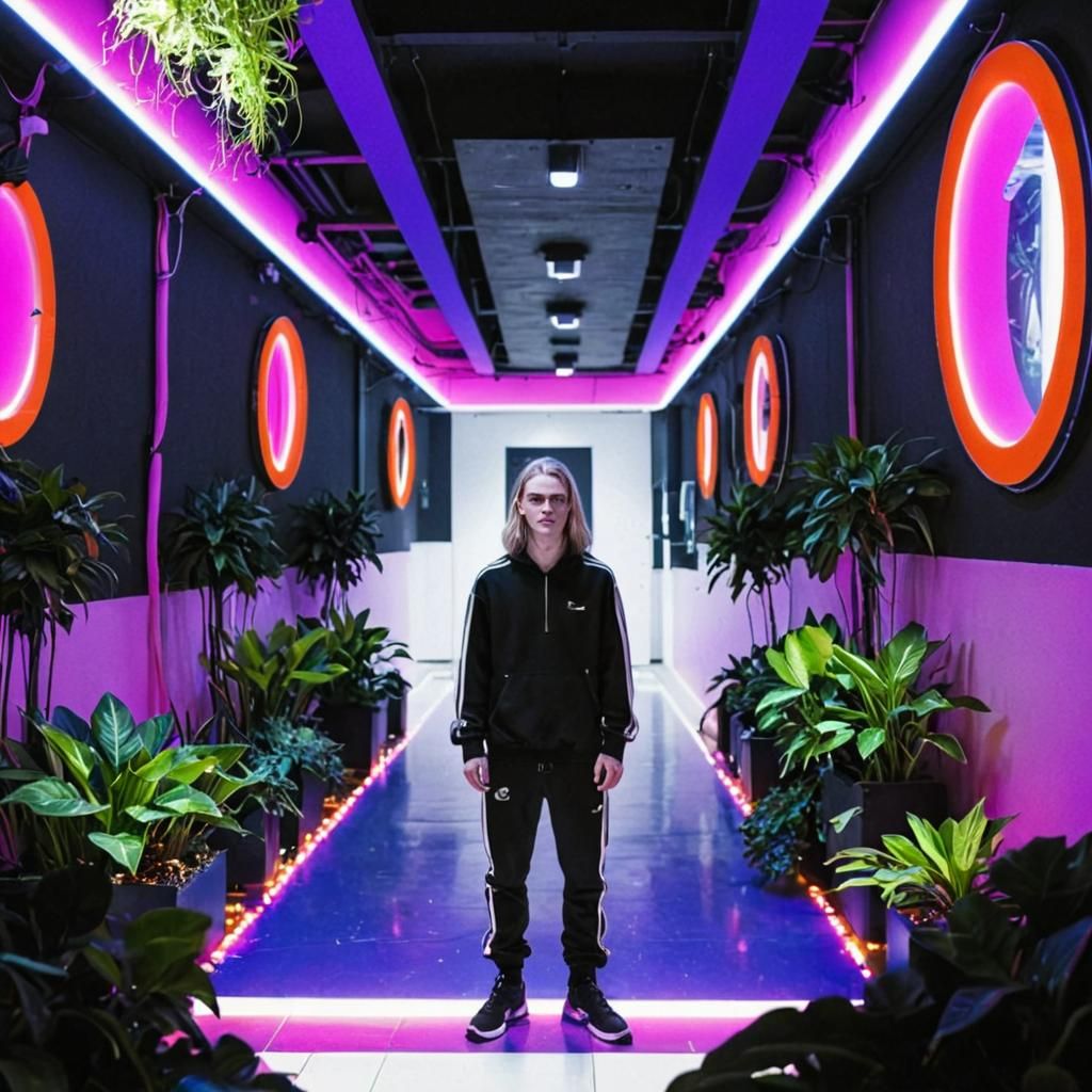 Trippy Nu-Metal Teenager in Plant-Filled Room