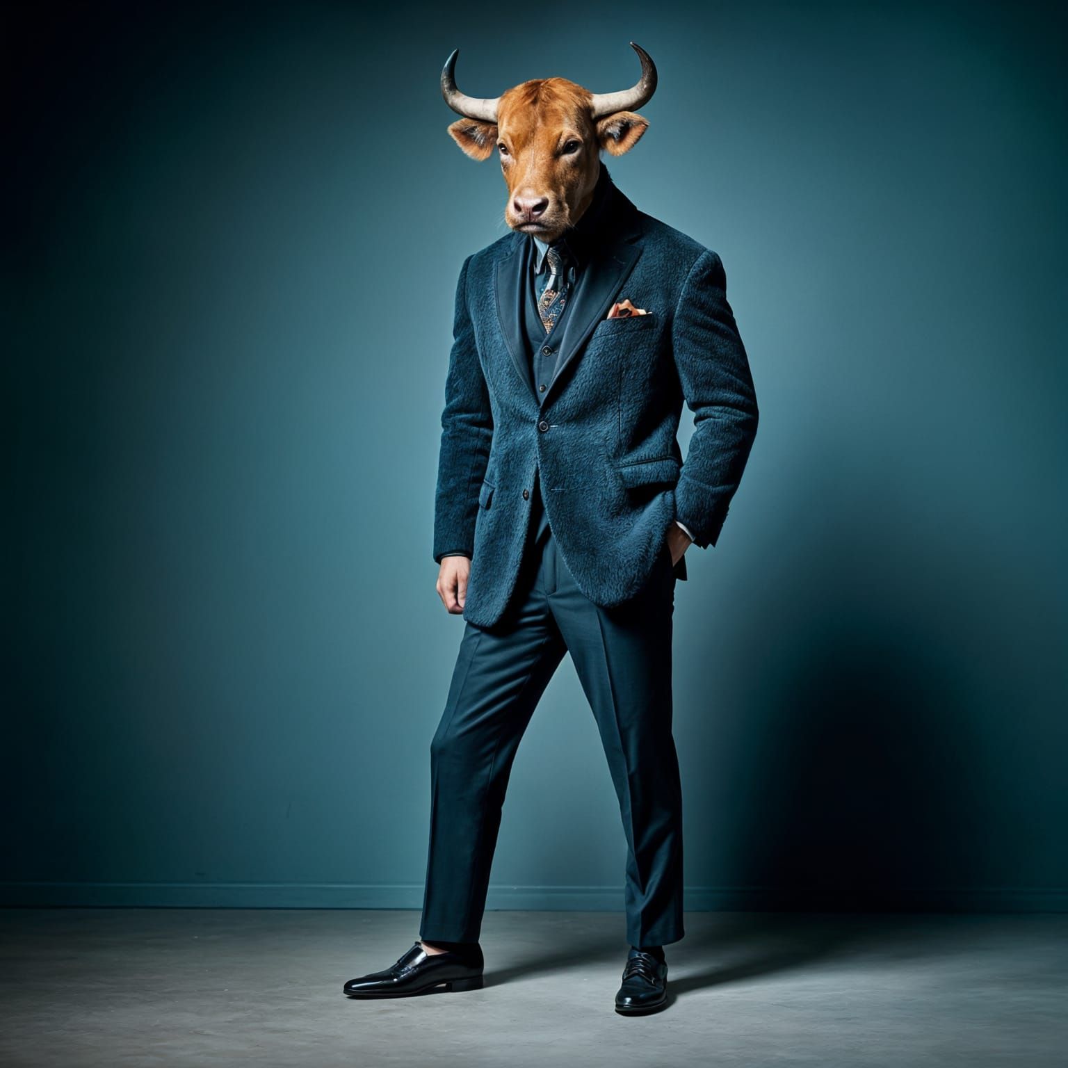 Bull Struts Runway in Chic Fashion Getup