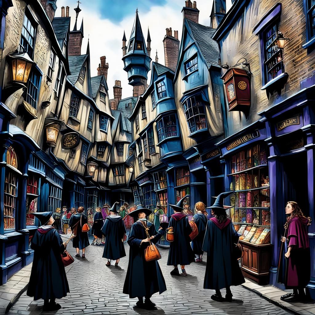 Wizards Shop for School in Diagon Alley