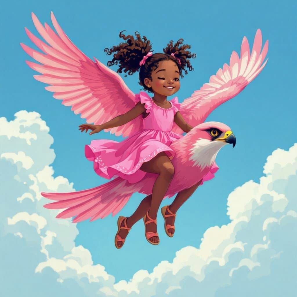 Girl Controls Wind on Falcon, Calgary Summer Day