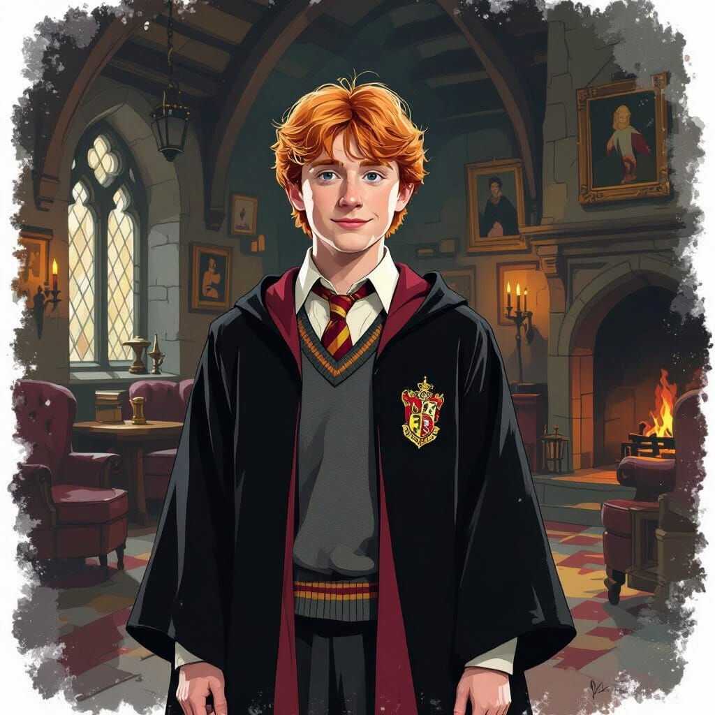 Ron Weasley Portrait in Gryffindor Common Room