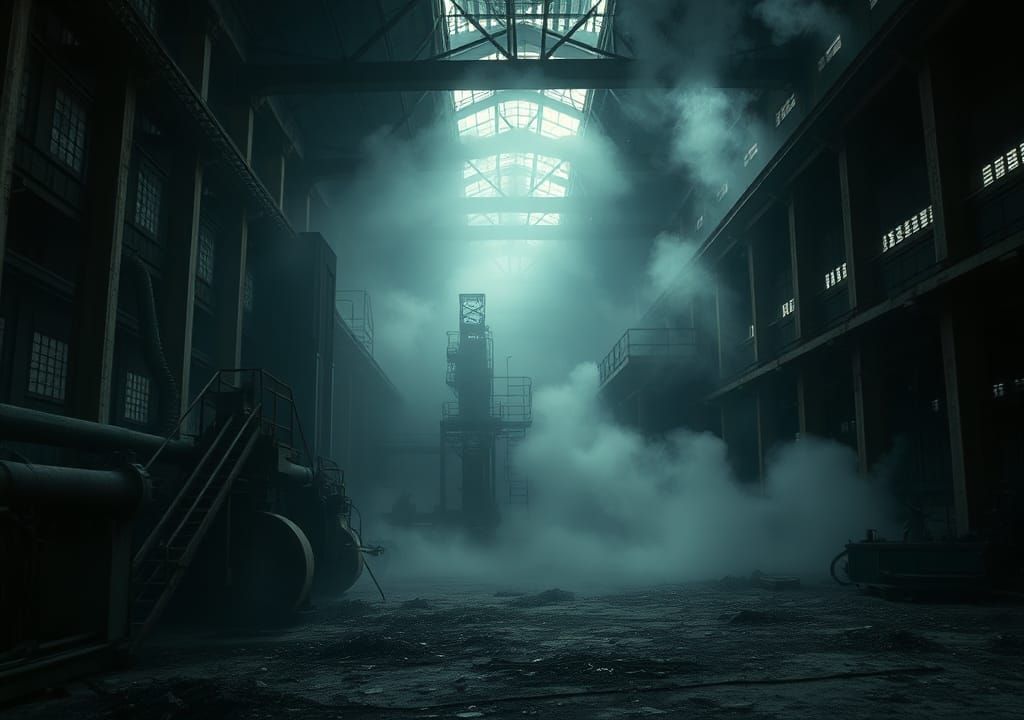 Eerie Abandoned Factory: Industrial Landscape Photography