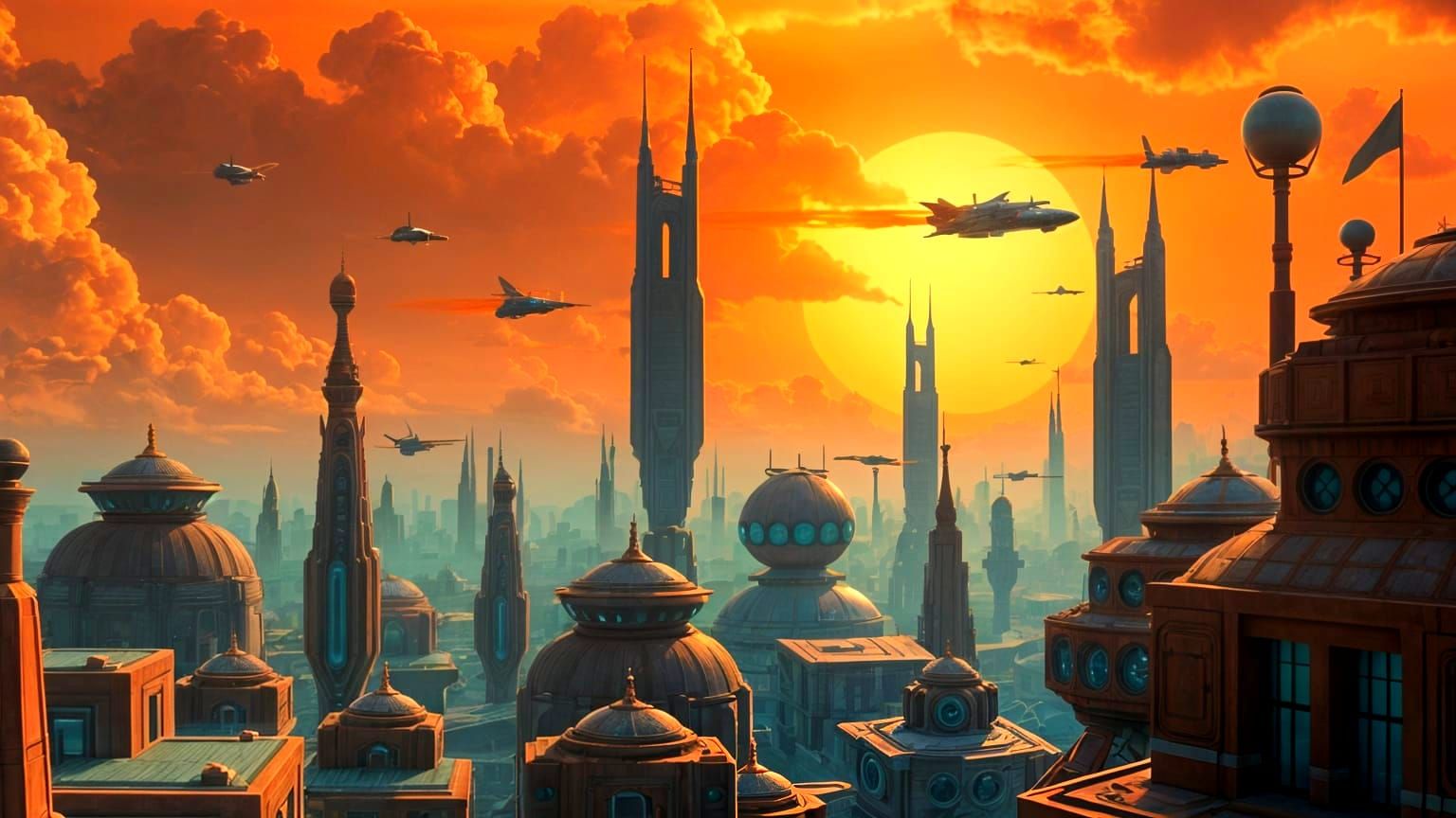 Futuristic Exoplanet Cityscape in Digital Art Style