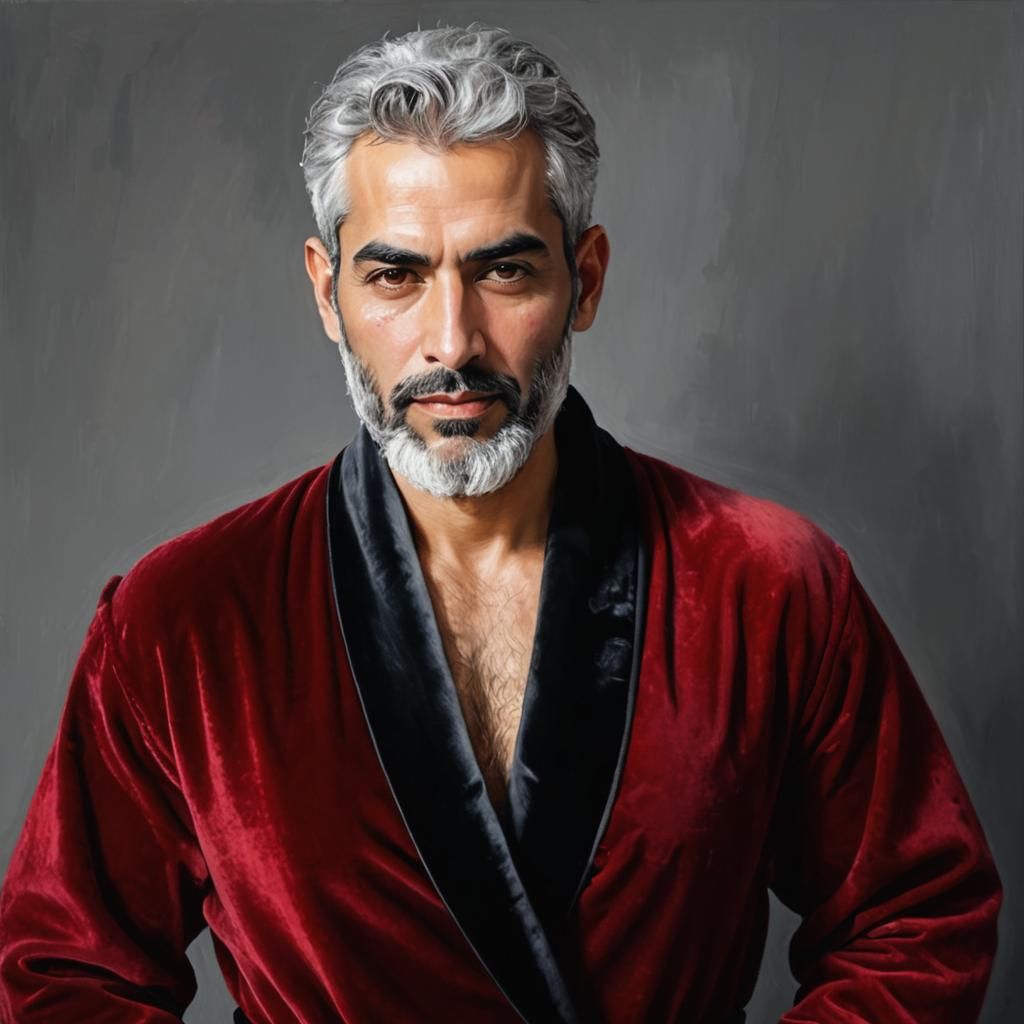 Impressionist Portrait: Man in Red Velvet Robe
