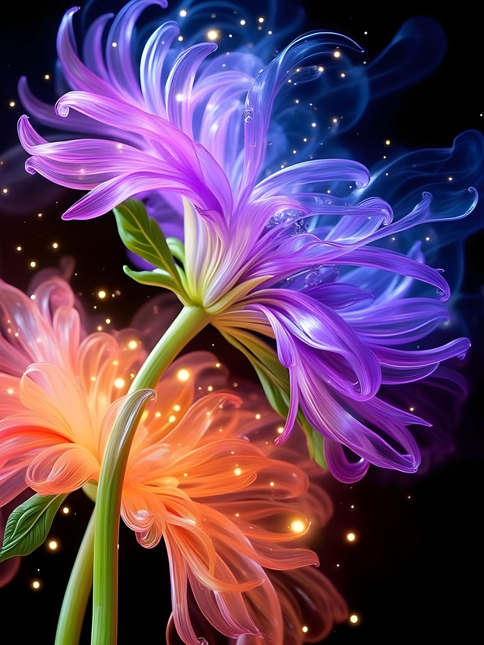 Hyperrealistic Neon Flowers in Dreamy Ethereal Lighting