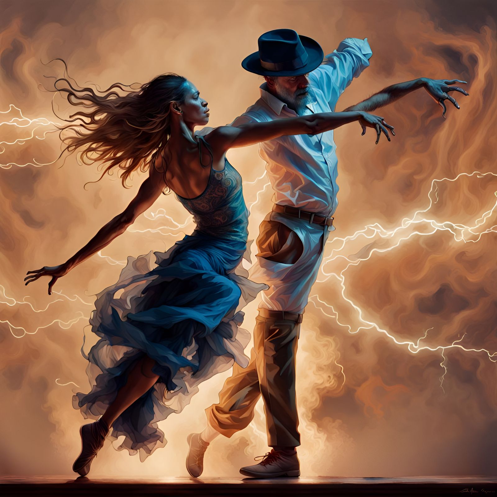 Blues Dancers Portrait in Digital Illustration Style