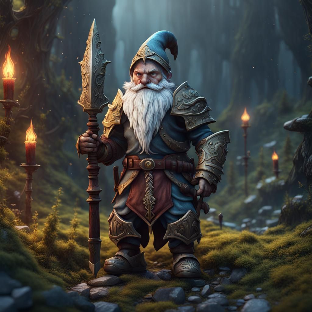 Gnome Knight in Detailed Matte Painting