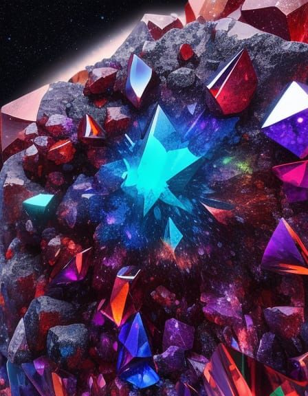 Painite Crystal Prismorphic Lens Effect in Digital Art