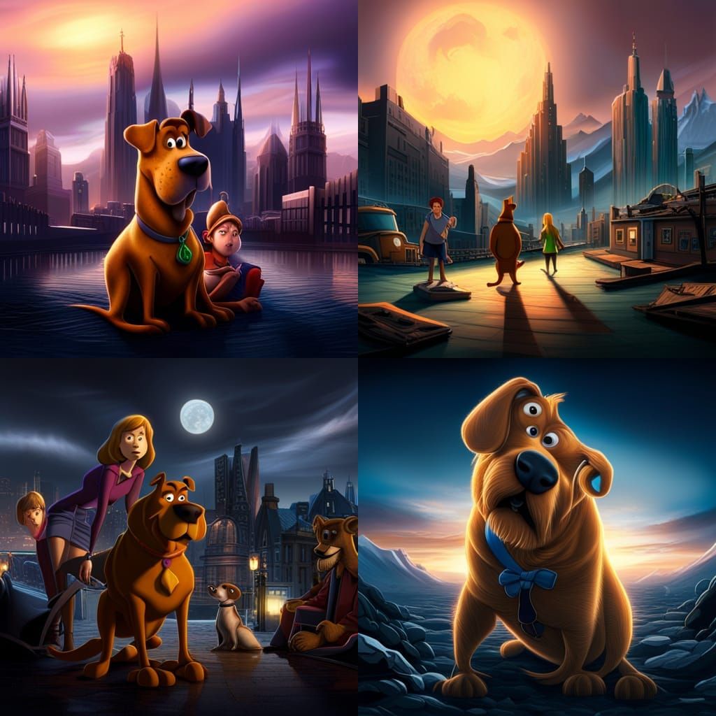 Cinematic Digital Painting of Scooby Doo