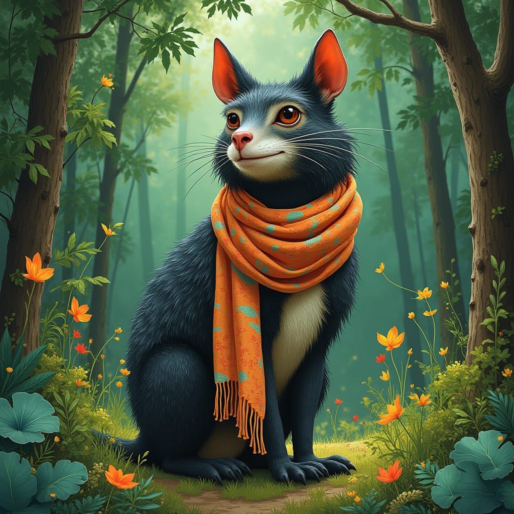 Capybara's Forest Scarf: Digital Art