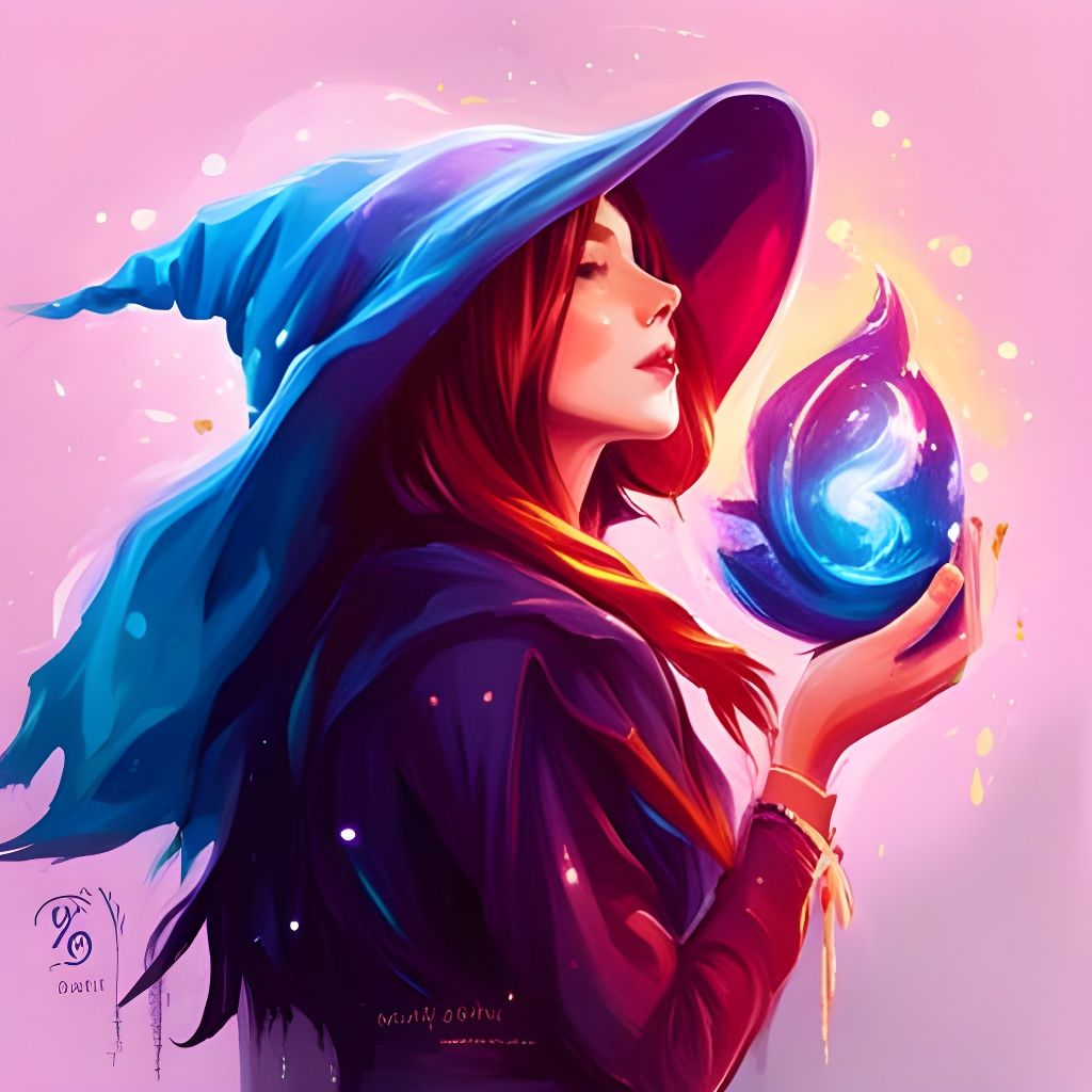 Enchanting Girl with Wizard Hat Conjuring Magic