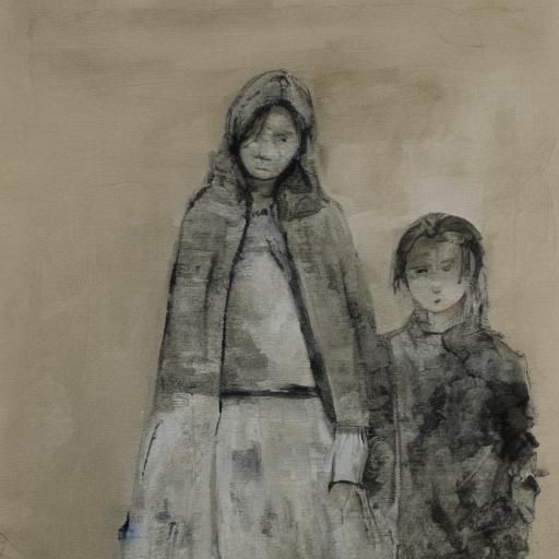 Ethereal Family Portrait in Ink Wash Style