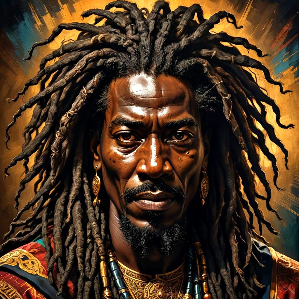 Baroque Portrait of Sudanese King with Dreadlocks