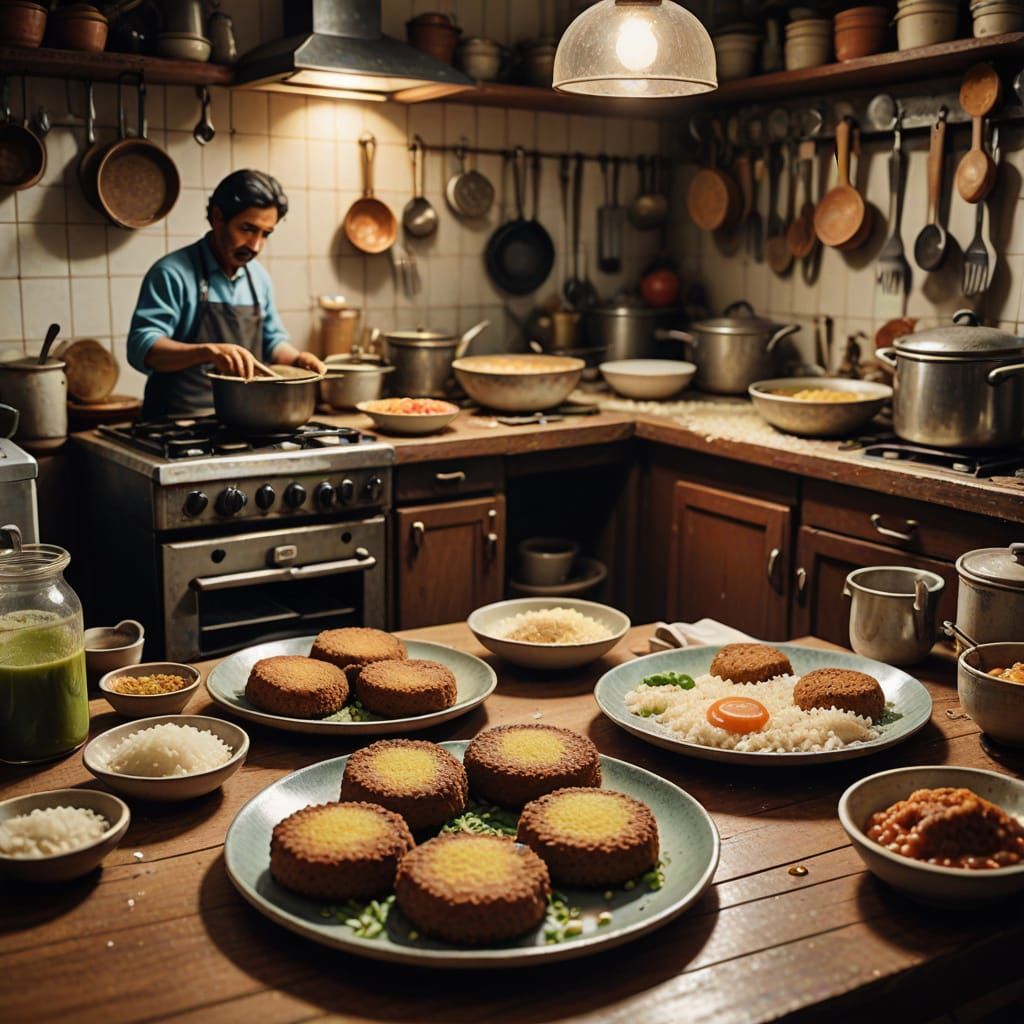 Surreal Bohemian Kitchen Scene in Photorealistic Miniature