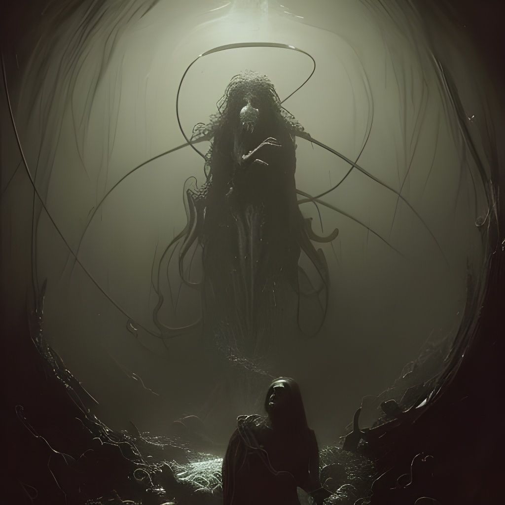 Terrifying Tentacle Brain Monster in Horror Style