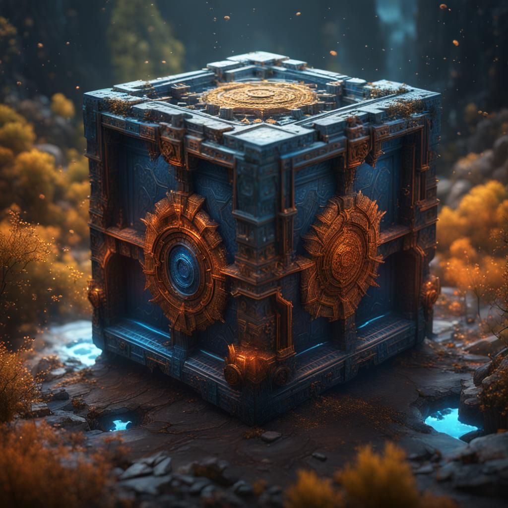 Detailed Matte Painting of a Cube in 8K