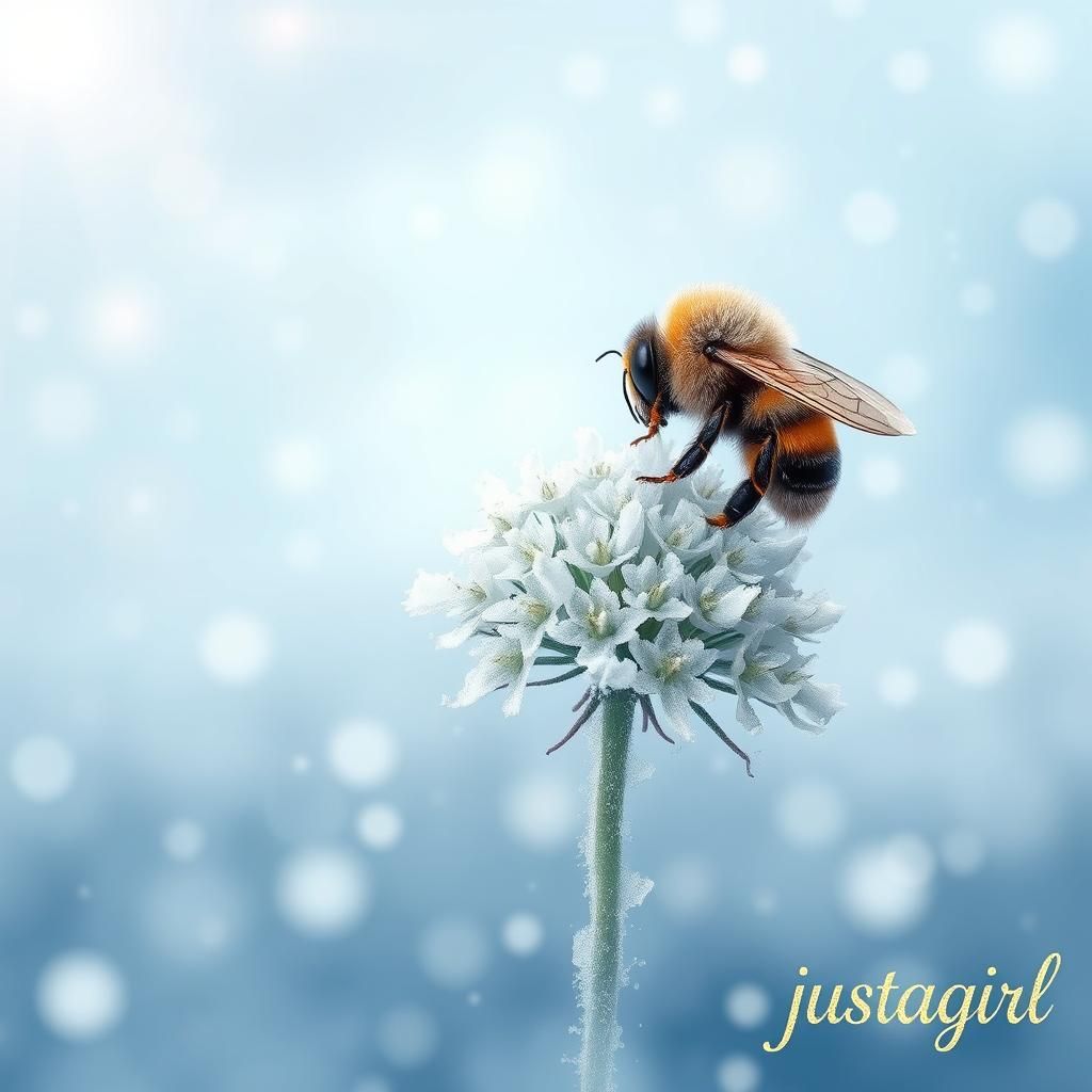 Hoarfrost Bee on Queen Anne's Lace Flower