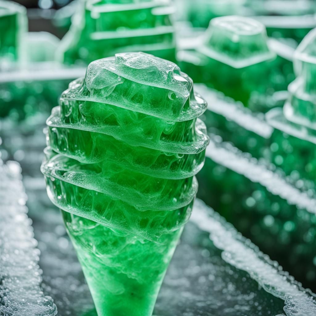 Green Ice Sculpture of a Soft Ice Cream