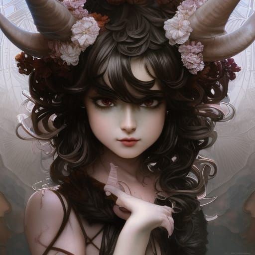 Cute Chocolate Devil Porcelain Figure: Digital Art