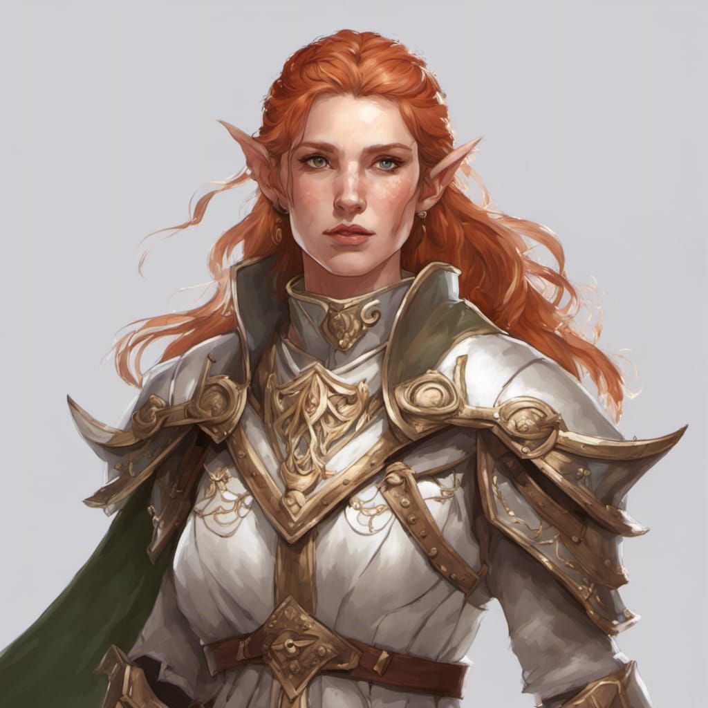 Elegant Elf Cleric Portrait in Hyperdetailed Style