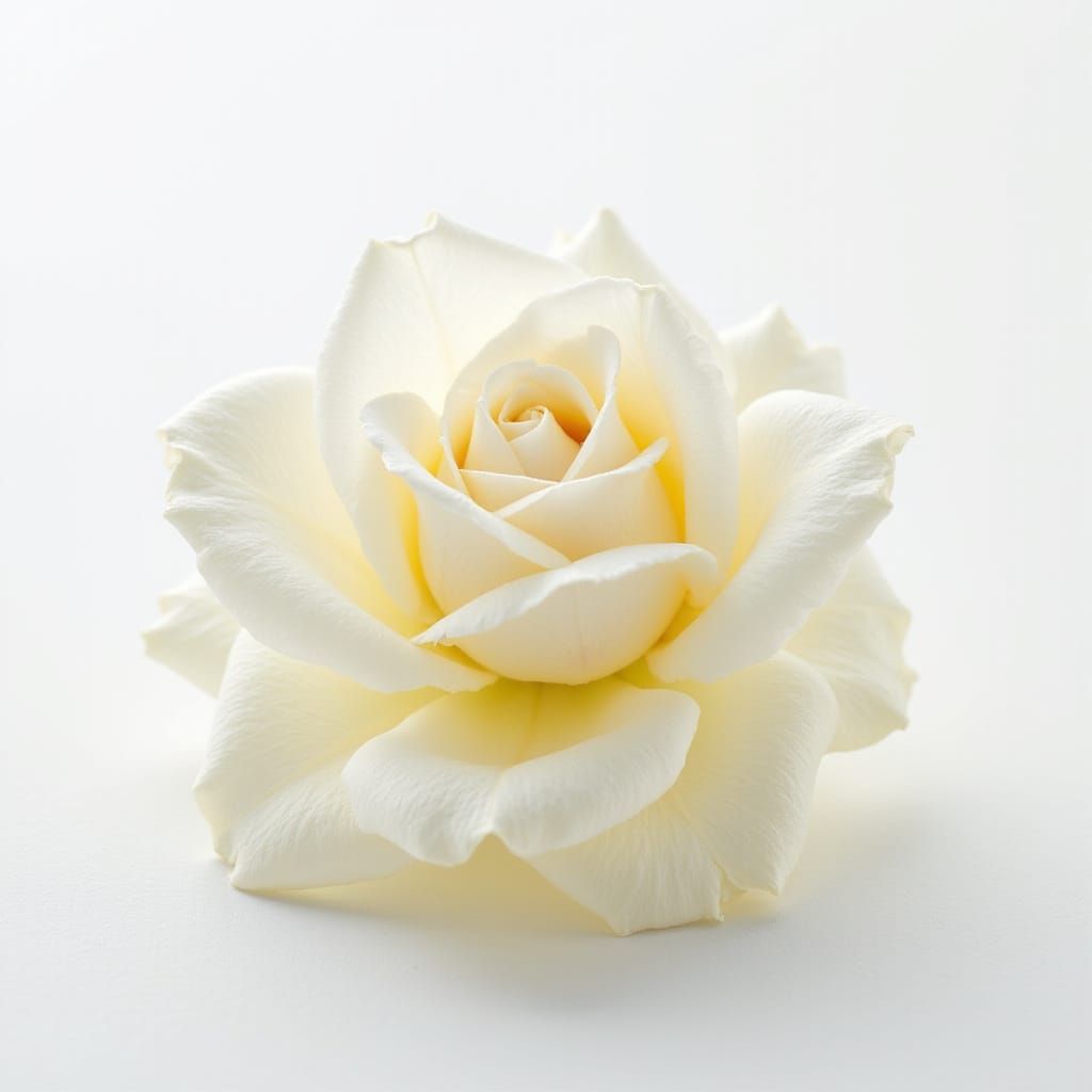 Radiant White Rose on White Background