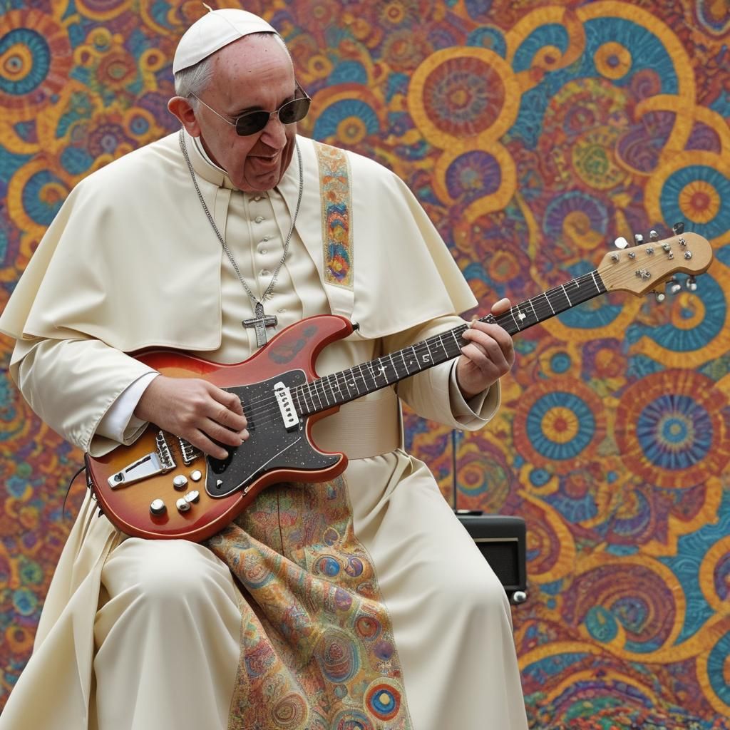 Pope Francis as Psychedelic Guitarist
