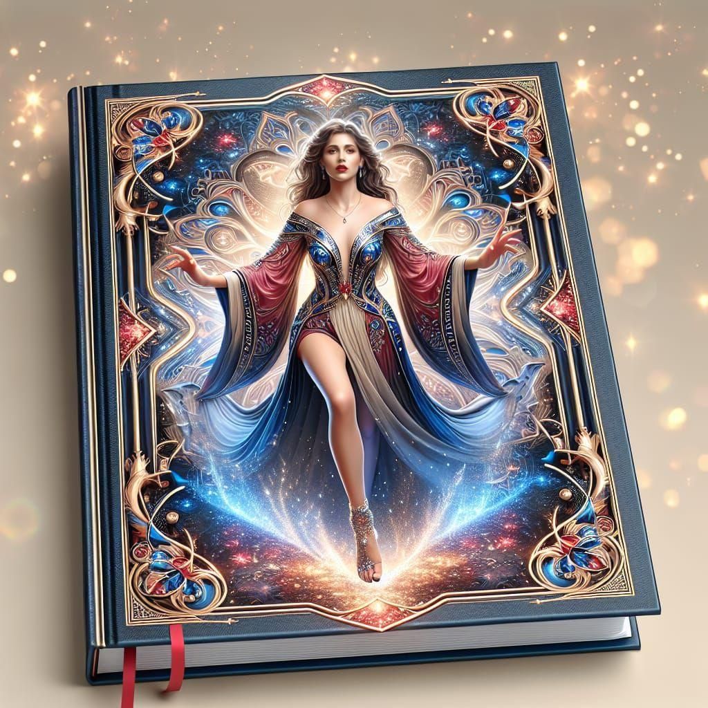 Woman Emerges From Book Cover in 3D