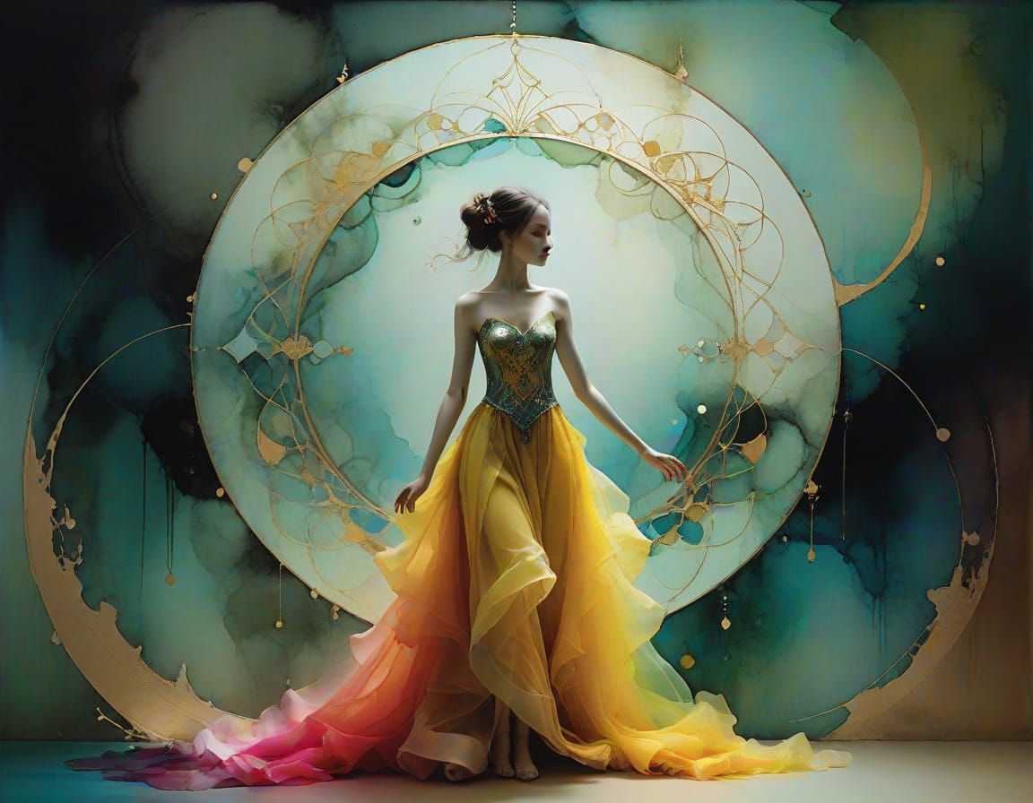 Vibrant Triadic Colors Dance in Liquid Art