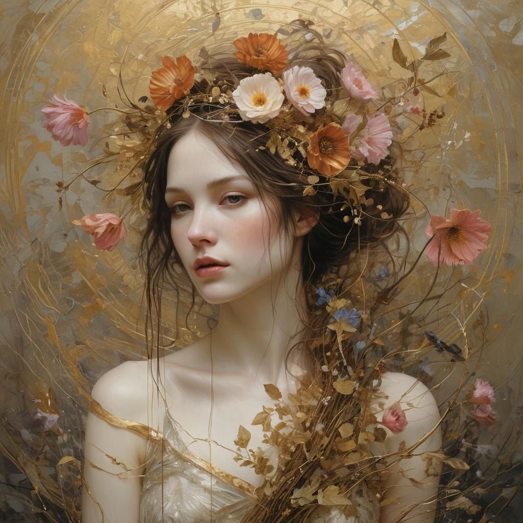 Enchanting Maiden in a Floral Haven