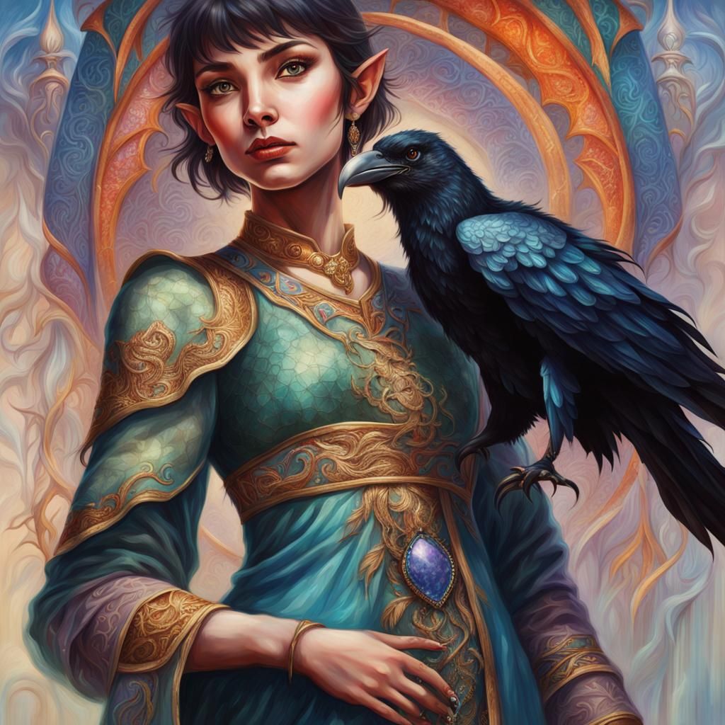 Elf Maiden and Dragon in Hyper-Realistic Fantasy Art