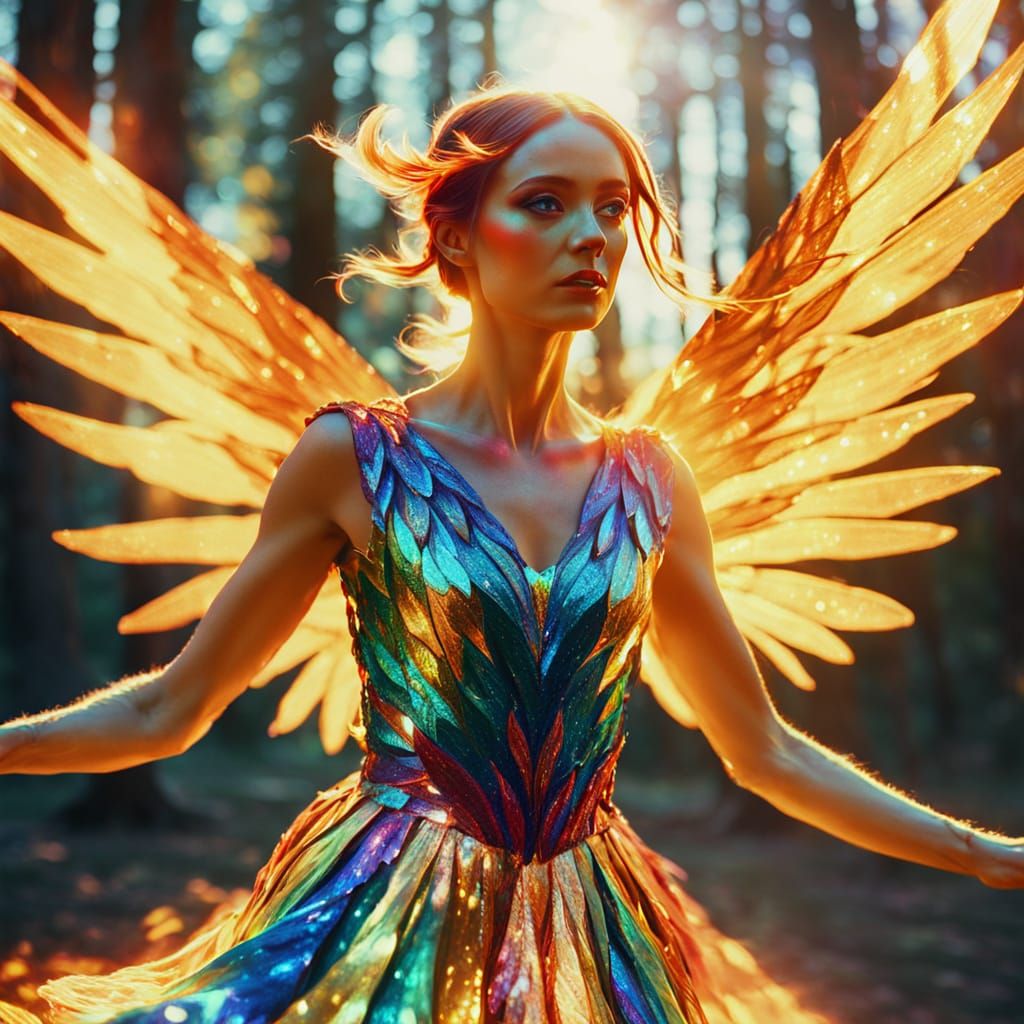 Rainbow Fire Fairy Dance in Fauvist Expressionism