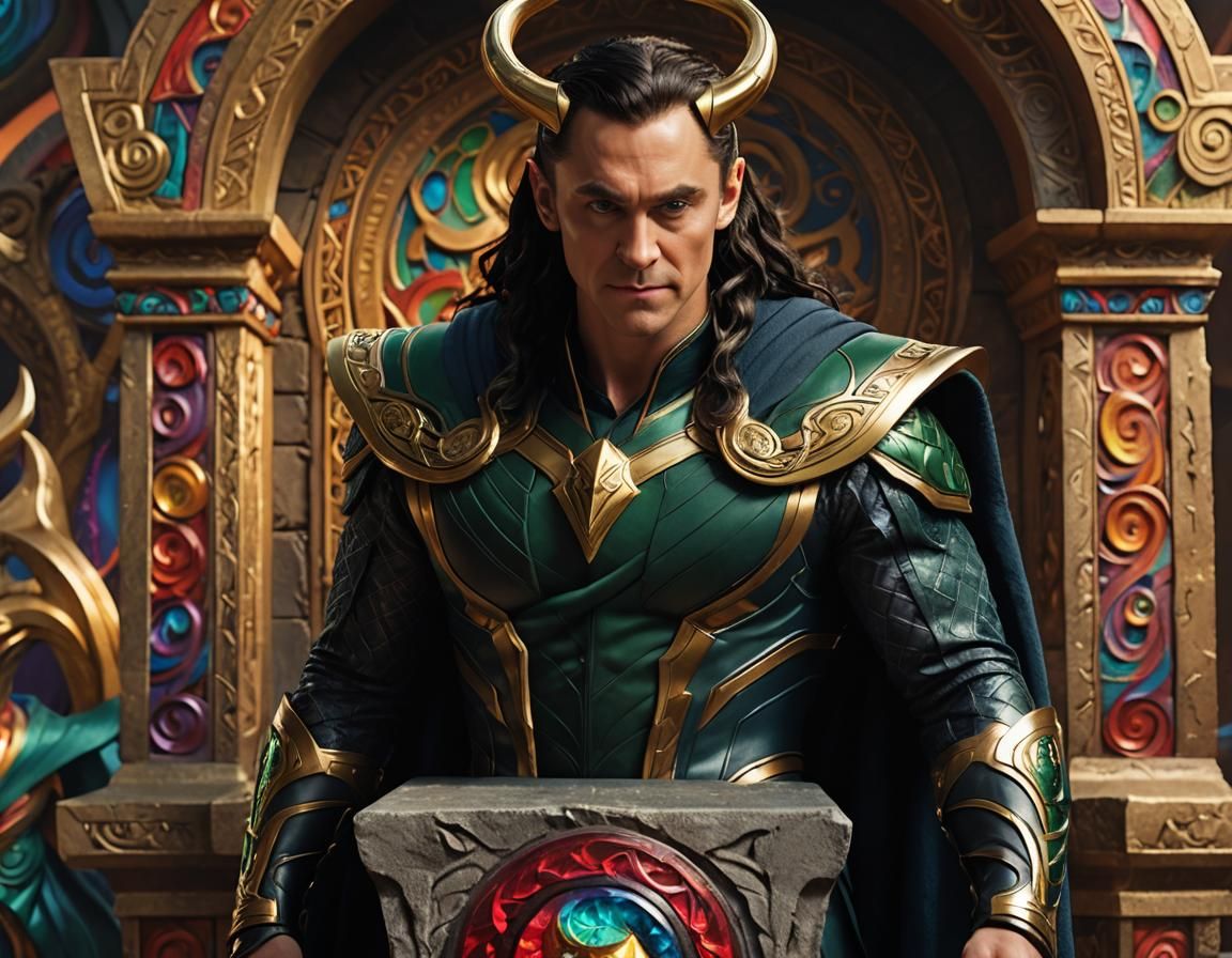 Loki, God of Mischief, in Comic Book Art Style
