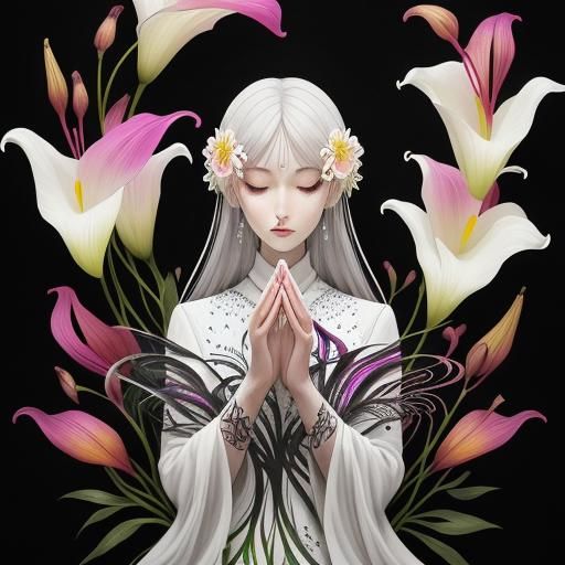 Calla Lilies with Multicolored Paint Splatters