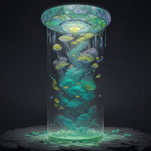 Surreal Dream-Temple Landscape in Velvet and Glass