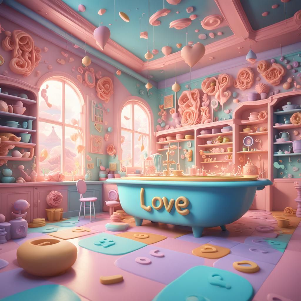 Alphabet Soup Spells Love: Detailed Matte Painting