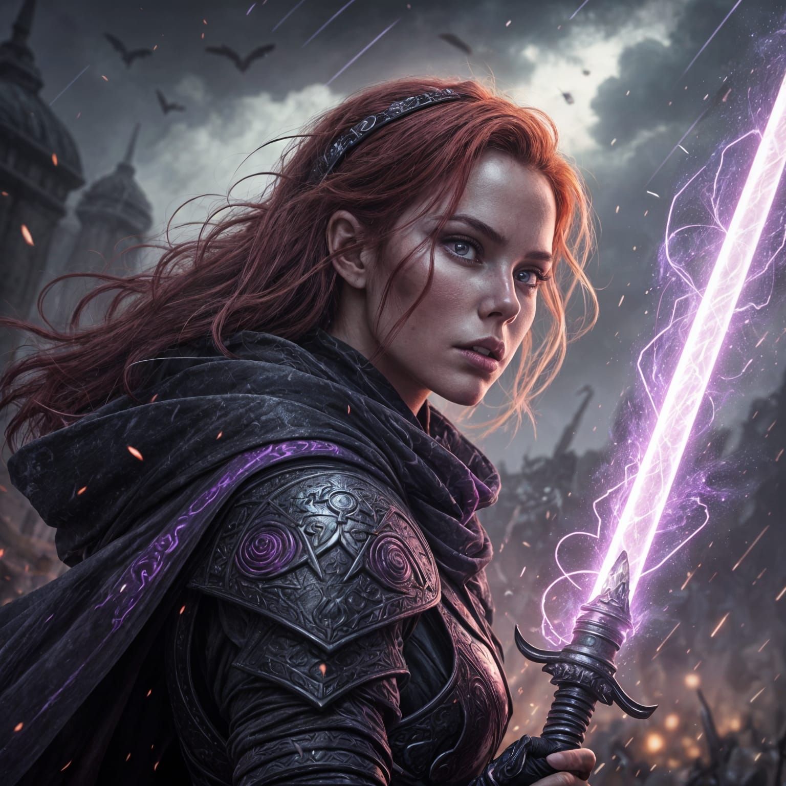 Cyberpunk Warrior in Distorted Reality