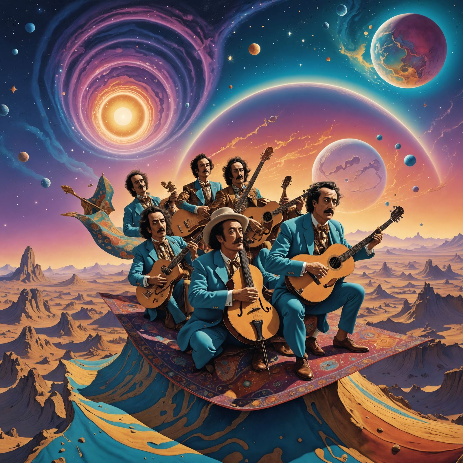 A rock groups album cover 'The Magic Carpet',
A magic carpet...