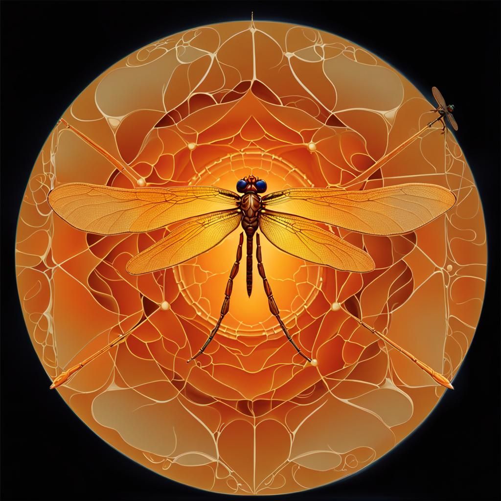 Complex Dragonfly Design with Quantum Zentangle Elements