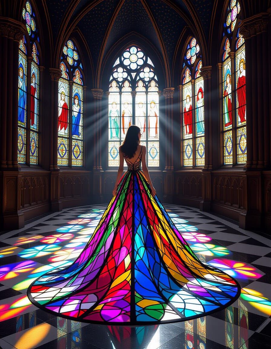 Stained Glass Couture Gown in Cathedral