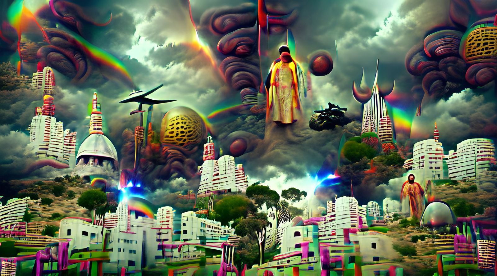 Psychedelic Sci-Fi God: A Vibrant Photoillustration