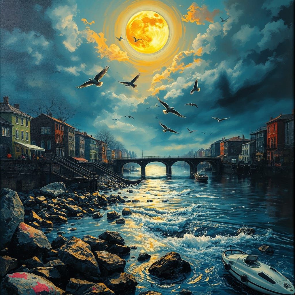 Sad Moonlight River of Time, Bygone Days Echoes