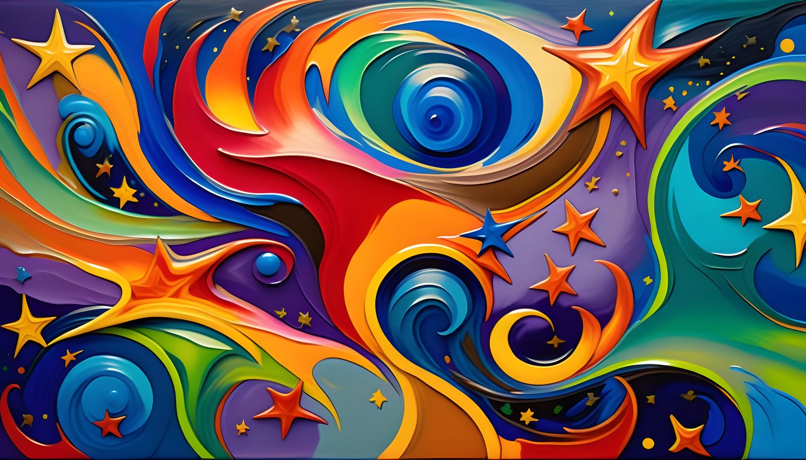 Vibrant Cosmic Maelstrom in Thick Impasto Oil