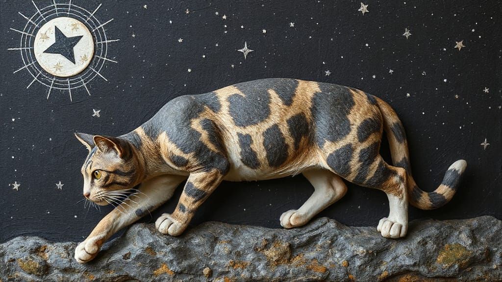 Lurking Cat in Mixed Media Style