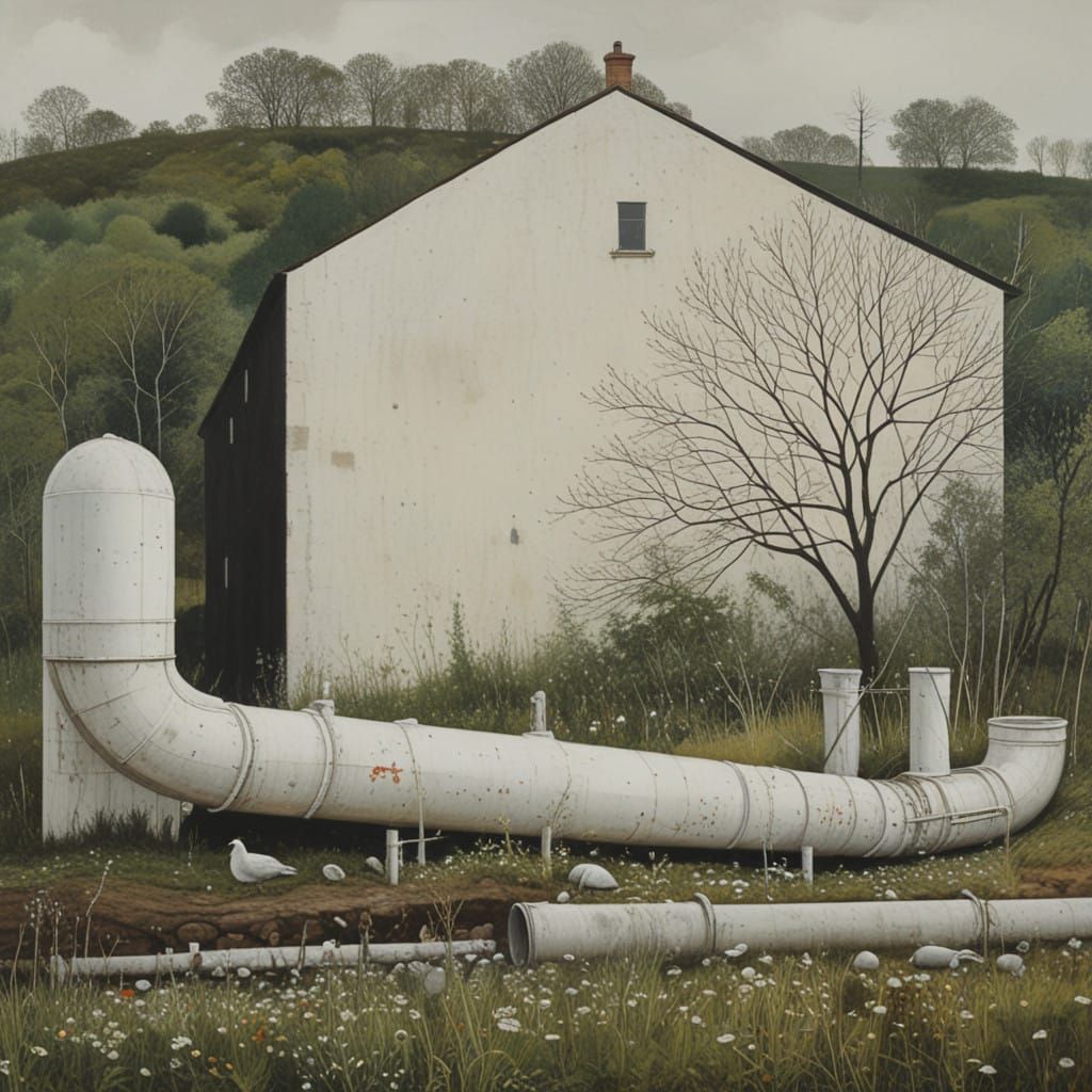 Industrial Landscape with Dismantled Pipes