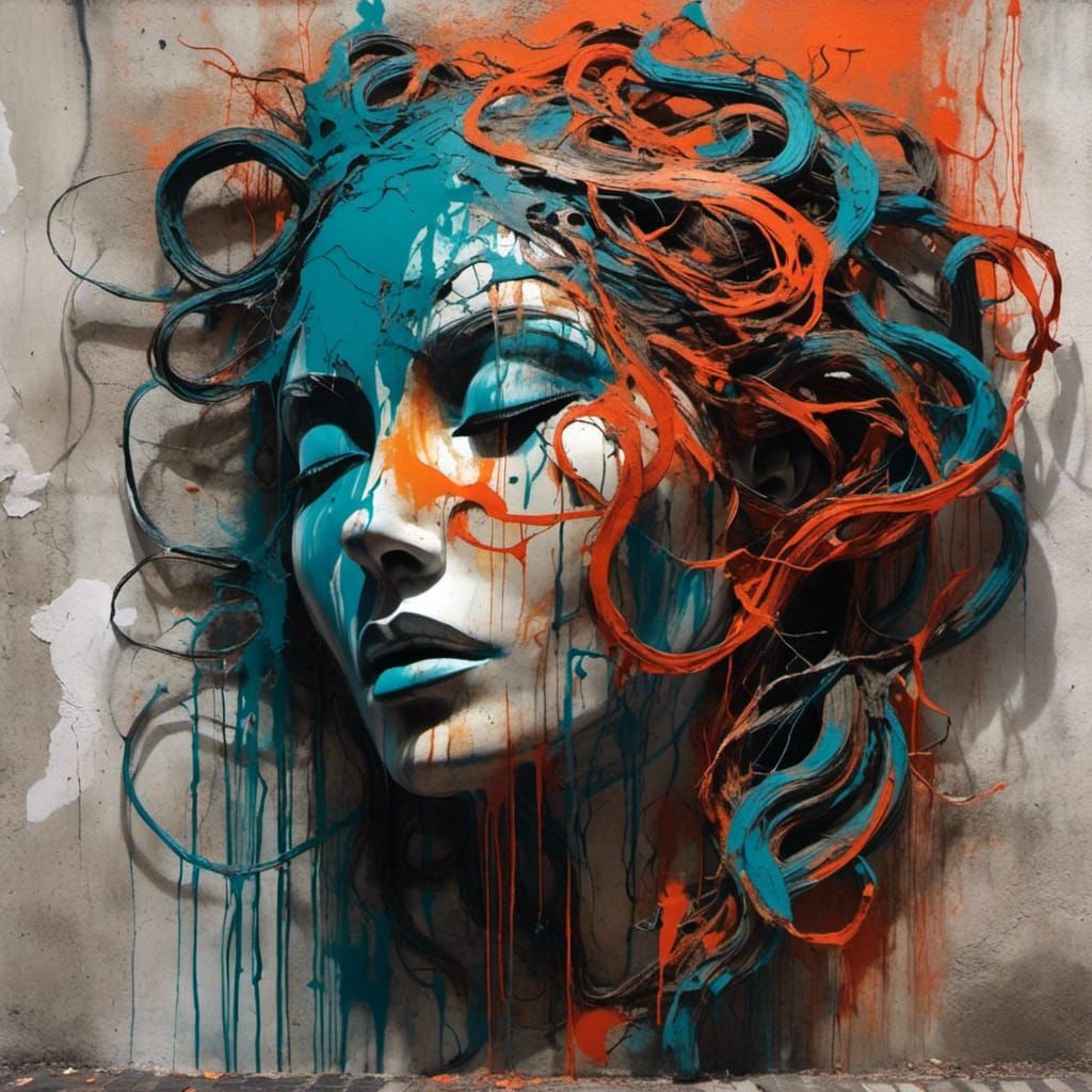 Medusa Gorgon in Bold Graffiti Art Style