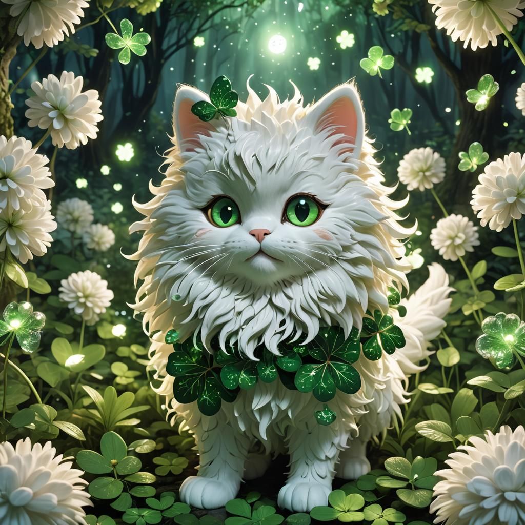 chibi white-green clover